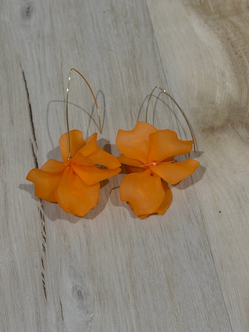 Orange Floral Drop Hoop Earrings - Unbranded Women Jewelry